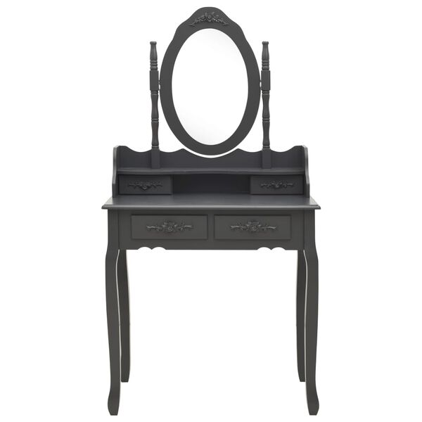 vidaXL Toaletni stolić sa stolcem sivi 75x69x140 cm od drva paulovnije