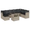vidaXL 9-dijelni set vrtnih sofa od poliratana s jastucima svjetlosivi