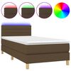 vidaXL Krevet box spring s madracem LED tamnosmeđi 100x200 cm tkanina