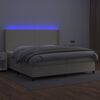 vidaXL Krevet box spring s madracem LED krem 200x200cm od umjetne kože