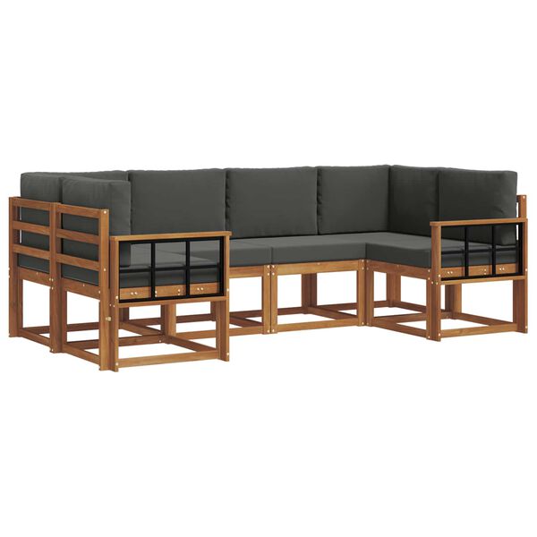 vidaXL Set vanjskih sofa s jastukom 6 pcs Prirodna i antracit