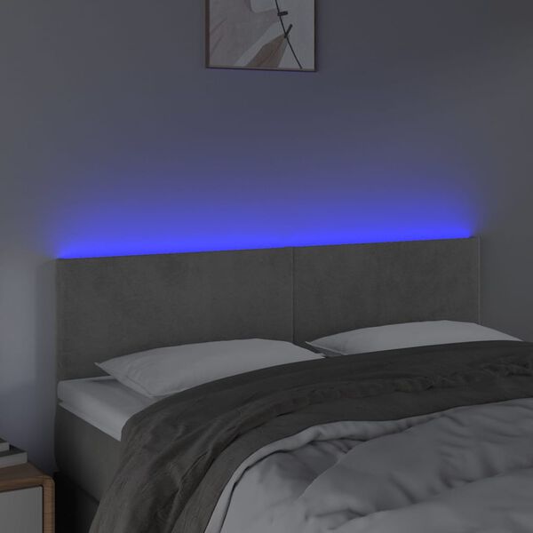 vidaXL LED uzglavlje svjetlosivo 144x5x78/88 cm bar&scaron;unasto