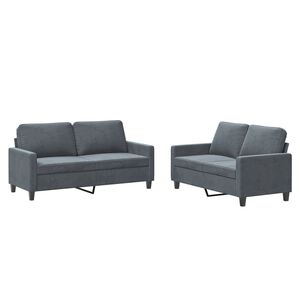 vidaXL 2-dijelni set sofa s jastucima tamnosivi bar&scaron;unasti