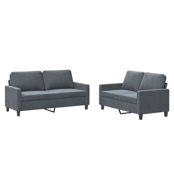 vidaXL 2-dijelni set sofa s jastucima tamnosivi baršunasti