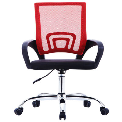 vidaXL Uredska stolica od tkanine s mrežastim naslonom crvena