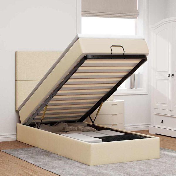 vidaXL Otomanski okvir kreveta s madraca krem 90x190cm od tkanine