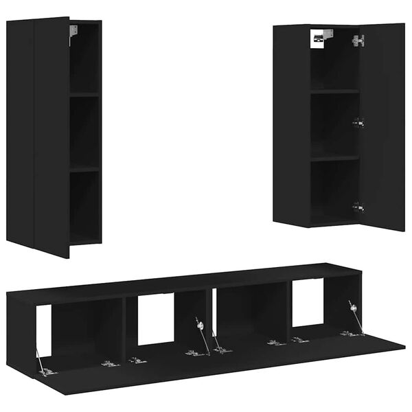 vidaXL 4-dijelni set TV ormarića od konstruiranog drva crni