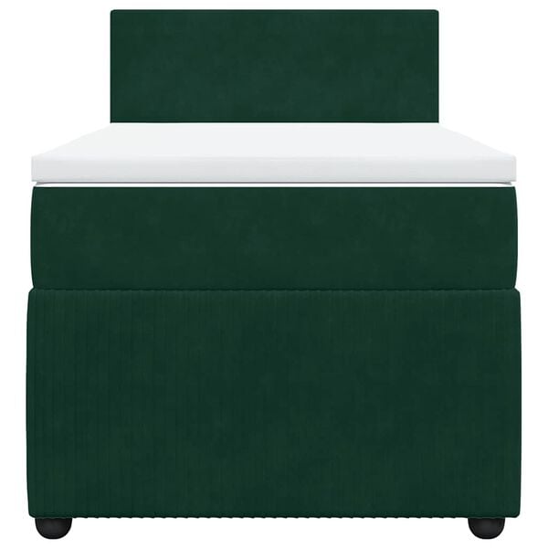 vidaXL Box spring krevet s madracem tamnozeleni 90x200 cm bar&scaron;unasti