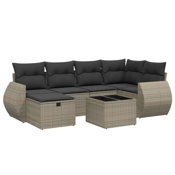 vidaXL 6-dijelni set vrtnih sofa od poliratana s jastucima sivi