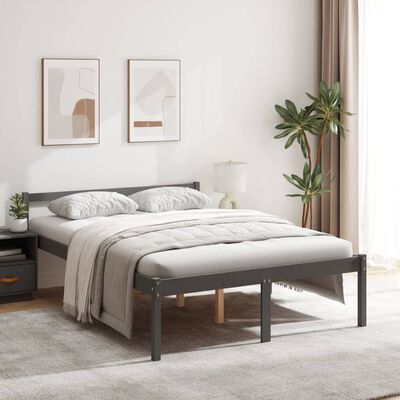 vidaXL Krevet za starije osobe sivi 135 x 190 cm bračni od borovine