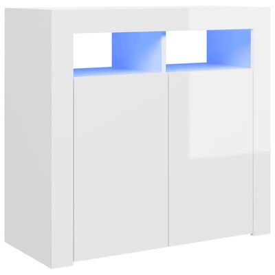 vidaXL Komoda s LED svjetlima visoki sjaj bijela 80 x 35 x 75 cm