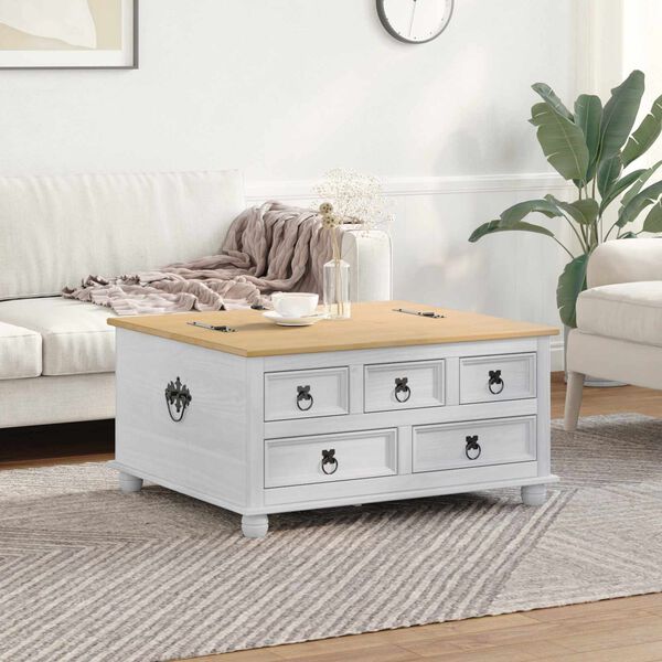 vidaXL storage box s ladicama Bijelo 90 x78 x 45 cm Čvrsto borovo drvo