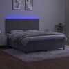 vidaXL Krevet box spring s madracem LED svjetlosivi 160x200 cm bar&scaron;un