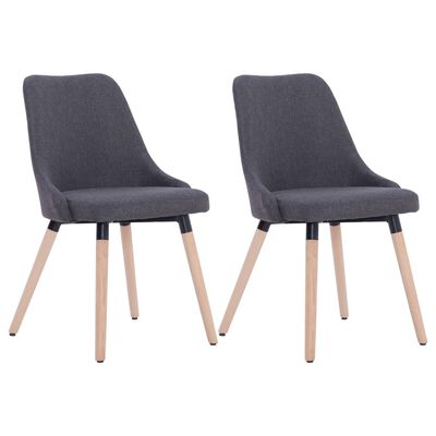 283626 vidaXL Dining Chairs 2 pcs Dark Grey Fabric