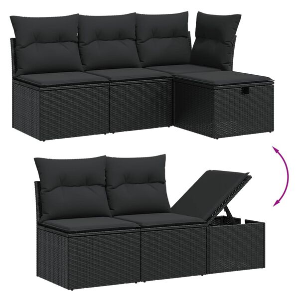 vidaXL 11-dijelni set vrtnih sofa od poliratana s jastucima crni