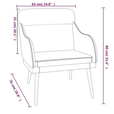 vidaXL Fotelja krem 63 x 76 x 80 cm baršunasta