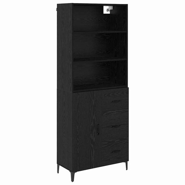 vidaXL Highboard Crni hrast 69,5 x 34 x 180 cm Konstruirano drvo