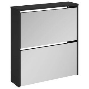 vidaXL Ormarić za cipele s ogledalom i 2 razine crni 63 x 17 x 67 cm