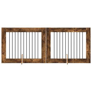 vidaXL Vrata za pse s postoljem 2 pcs Dimljeni hrast 100 x 80 cm