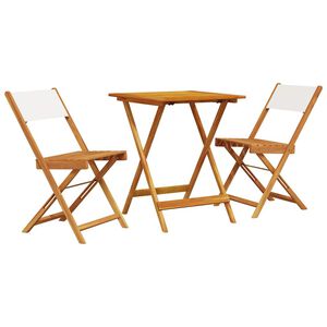 vidaXL 3-dijelni bistro set od tkanine i masivnog drva krem bijelim