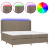 vidaXL Krevet box spring s madracem LED smeđesivi 200x200 cm tkanina
