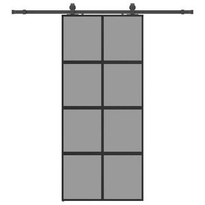 vidaXL Klizna vrata s priborom crna 90 x 205 cm kaljeno staklo