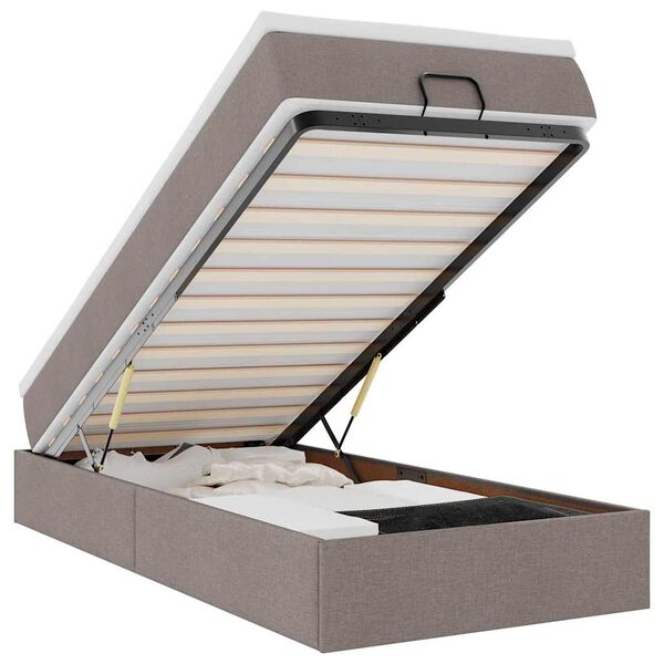 vidaXL Otomanski okvir kreveta s madraca smeđesivi 100x200cm tkanine