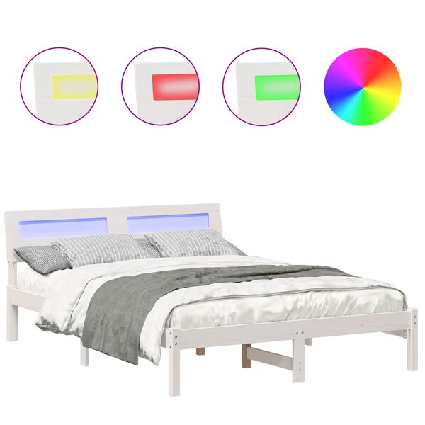 vidaXL Krevetna konstrukcija Bijelo 135 x 190 cm Čvrsto borovo drvo