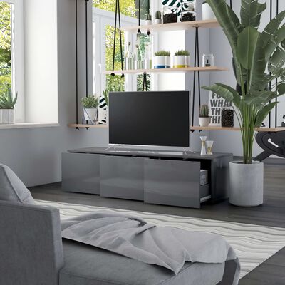 vidaXL TV ormarić visoki sjaj sivi 120 x 34 x 30 cm od iverice