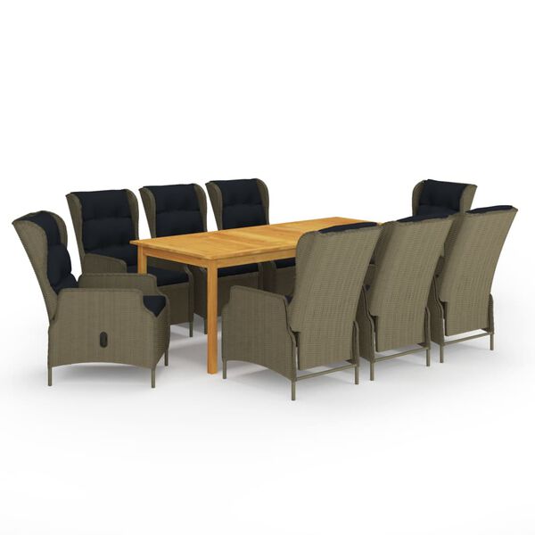 vidaXL 9-dijelni vrtni blagovaonski set smeđi