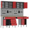 vidaXL Radni ormar s ladicama 10 pcs Crvena Inženjerska drva i čelik