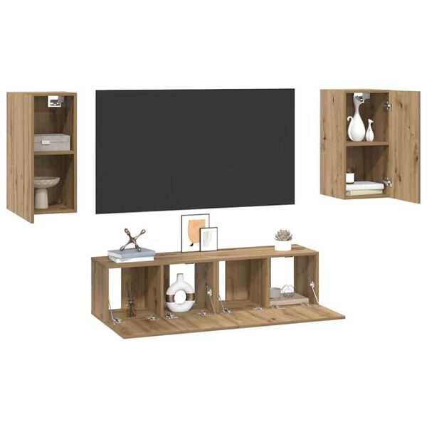 vidaXL Set TV komoda Zidne 4 pcs hrast artisan 30.5 x 30 x 60 cm