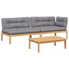 vidaXL 3-dijelni set vrtnih sofa od paleta s jastucima od drva bagrema