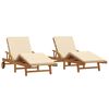 vidaXL Ležaljka 2 pcs Bež 200 x 67 x 84 cm Čvrsto drvo akacije