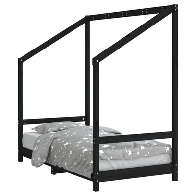 vidaXL Okvir za dječji krevet crni 80 x 160 cm od masivne borovine