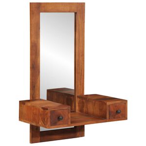 vidaXL Zidno ogledalo s ladicama 60x33x90 cm puno drvo bagrem