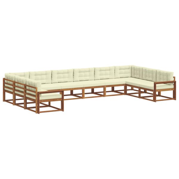 vidaXL Set vanjskih sofa s jastukom 10 pcs Prirodna i krem