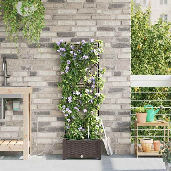 vidaXL Vrtna saksija Smeđa 40 x 40 x 126 cm Čelik