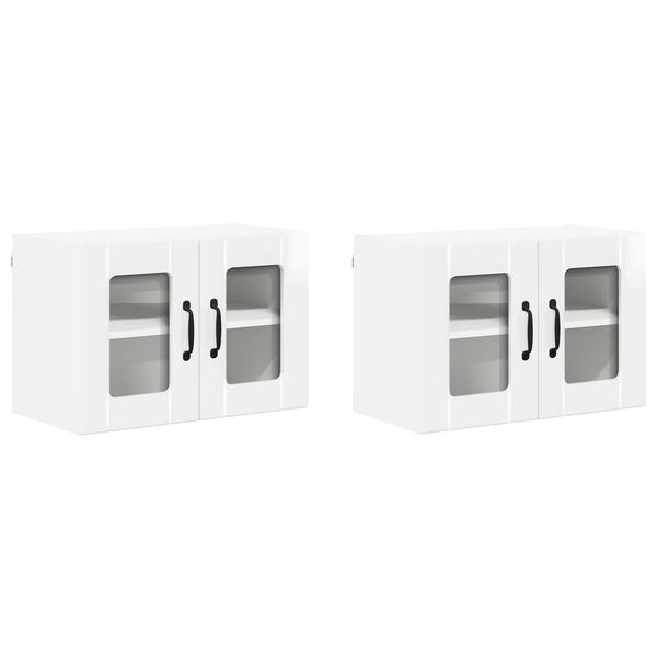 vidaXL Kuhinjski ormarić 2 pcs Visoki sjaj bijela 60 x 31 x 40 cm