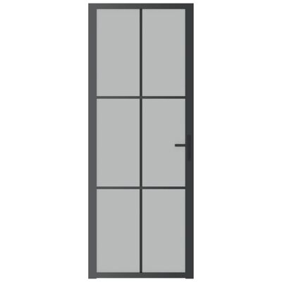 vidaXL Unutarnja vrata 76 x 201,5 cm crna od mat stakla i aluminija