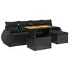 vidaXL 6-dijelni set vrtnih sofa s jastucima crni od poliratana