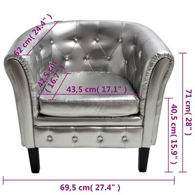 vidaXL Fotelja od umjetne kože srebrna