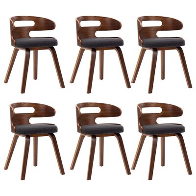 vidaXL Blagovaonske stolice od savijenog drva i tkanine 6 kom tamnosive