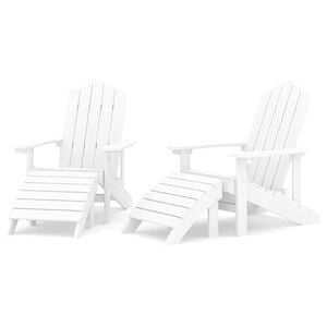 vidaXL Vrtne stolice Adirondack s osloncima za noge 2 kom HDPE bijele