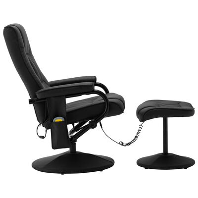 vidaXL Masažna fotelja s osloncem za noge od umjetne kože crna