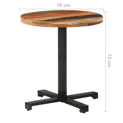 vidaXL Bistro stolić okrugli Ø 70 x 75 cm od masivnog obnovljenog drva