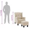 vidaXL Fotelja od tkanine s tabureom krem
