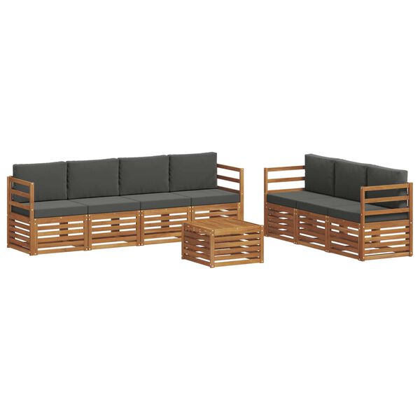 vidaXL Setovi sofa 8 pcs Prirodna i antracit Čvrsto drvo akacije