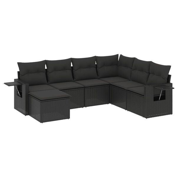 vidaXL 7-dijelni set vrtnih sofa od poliratana s jastucima crni