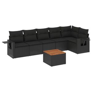 vidaXL 7-dijelni set vrtnih sofa od poliratana s jastucima crni